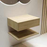 ONLY OPENED - 600mm Oak Wall Hung Countertop Shelves - Lugo