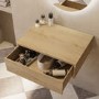 600mm Oak Wood Effect Wall Hung Countertop Vanity Unit - Lugo
