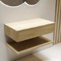 ONLY OPENED - 800mm Wood Effect Wall Hung Countertop Vanity Shelves - Lugo