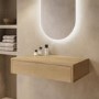 800mm Wood Effect Wall Hung Countertop Vanity Unit with Shelf - Lugo