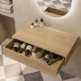 800mm Wood Effect Wall Hung Countertop Vanity Unit with Shelf - Lugo