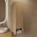 LUGOTBO Single Door Oak Wood Effect Wall Mounted Tall Bathroom Cabinet 350 x 1250mm - Lugo