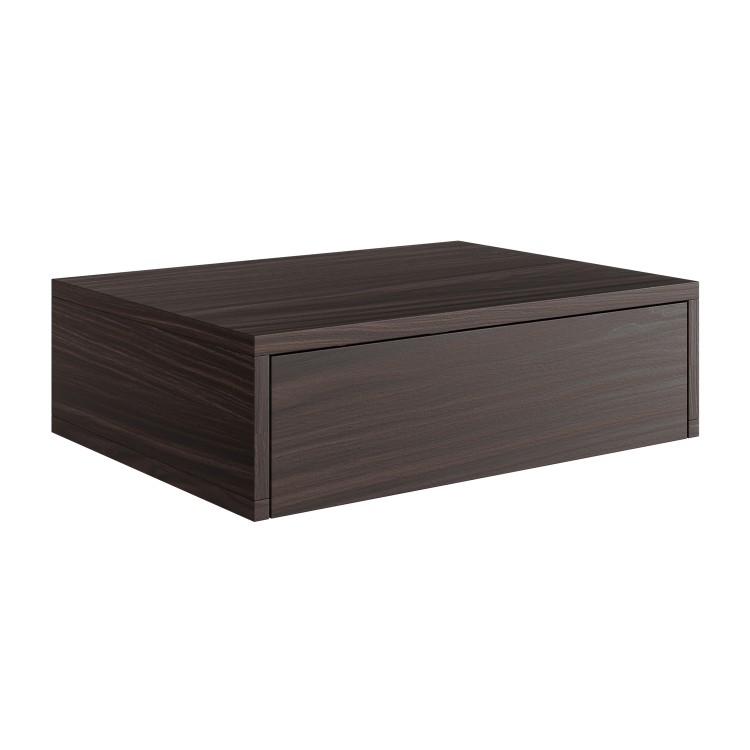 600mm Walnut Wall Hung Countertop Vanity Unit with Square Basin - Lugo