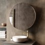 Single Door Round Chrome Heated Bathroom Mirror Cabinet with Lights 800mm - Luna