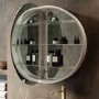 Single Door Round Chrome Heated Bathroom Mirror Cabinet with Lights 800mm - Luna