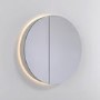 Single Door Round Chrome Heated Bathroom Mirror Cabinet with Lights 800mm - Luna