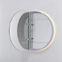 Single Door Round Chrome Heated Bathroom Mirror Cabinet with Lights 800mm - Luna