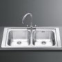 Smeg LV95-3 Stilla Double Bowl Ultra Low Profile Stainless Steel Sink