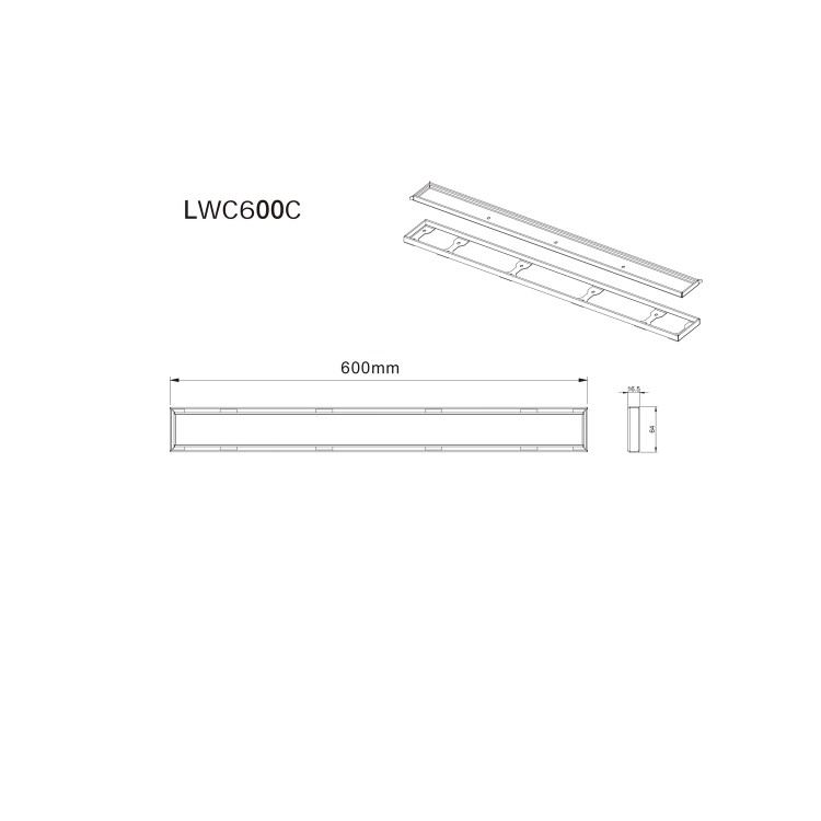 Chrome 600mm Linear Waste Cover - Lagoon