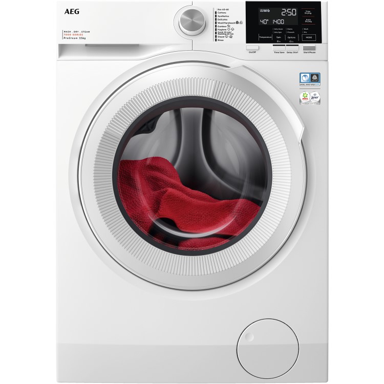 Refurbished AEG 7000 Series ProSteam LWR7175M2B Freestanding 7/5KG 1400 Spin Washer Dryer White