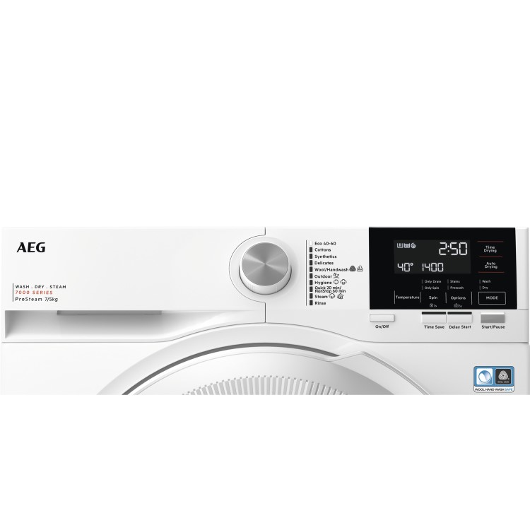 Refurbished AEG 7000 Series ProSteam LWR7175M2B Freestanding 7/5KG 1400 Spin Washer Dryer White