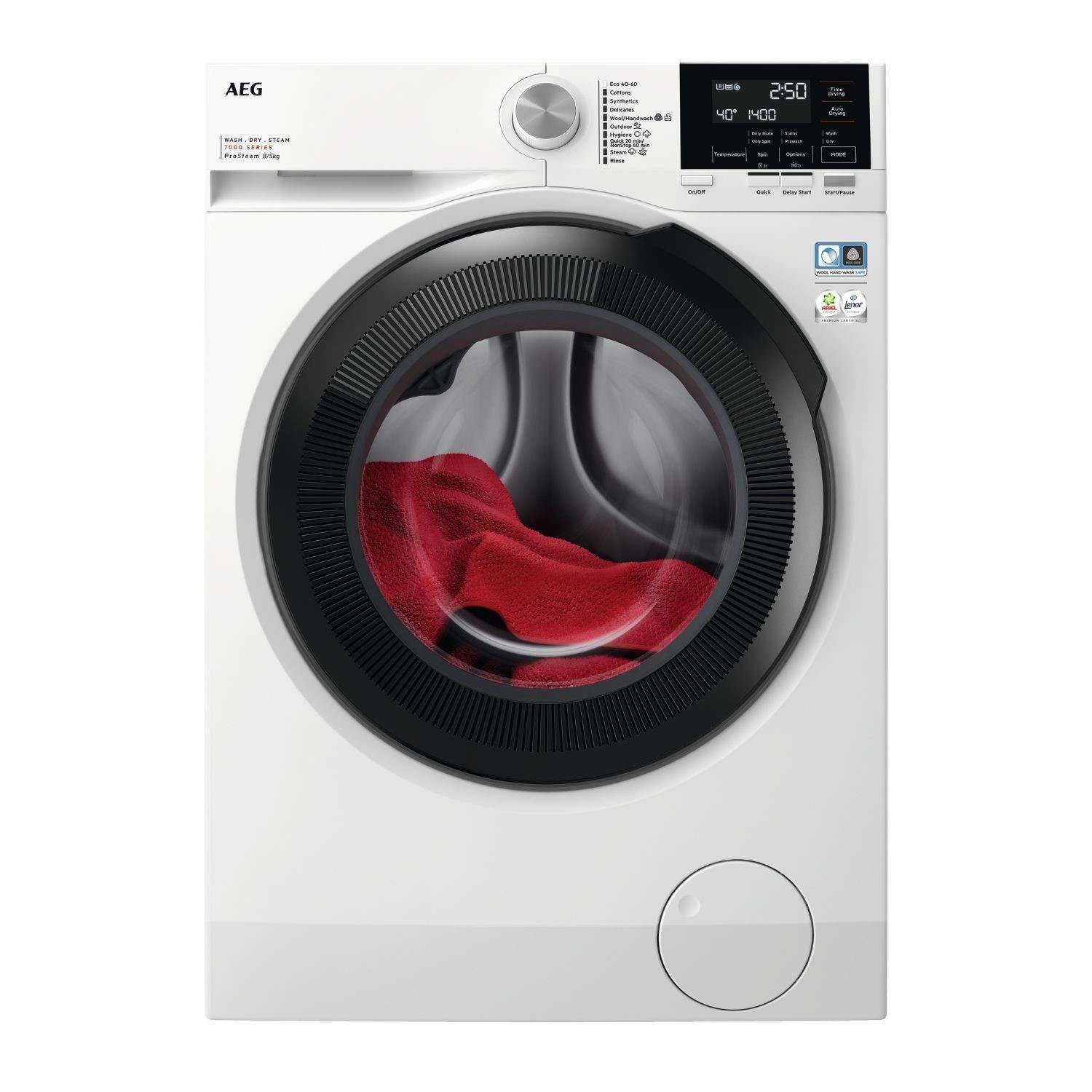 AEG LWR7185M4B 7000 Series ProSteam® 8kg Wash 5kg Dry Washer Dryer - White