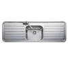 Leisure Sinks LX155 Luxe Stainless Steel 1500x500 1.0 Bowl 2 Drainer 1 Taphole Including Popup Waste