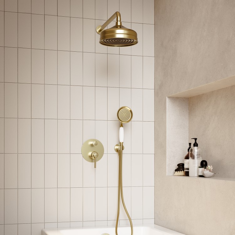 Brushed Brass Traditional Shower Handset and Hose - Lyla 