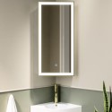 A1/LYKOSBB600 GRADE A1 - Single Door Corner Brass Mirrored Bathroom Cabinets with Lights 300 x 600mm - Lykos