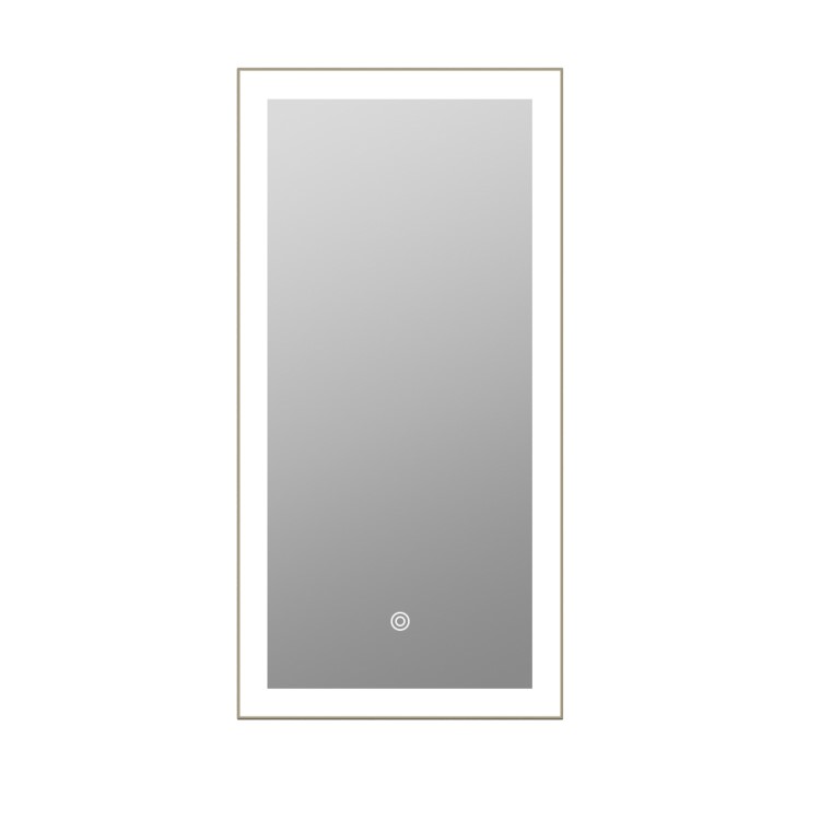 Single Door Corner Brass Mirrored Bathroom Cabinets with Lights 300 x 600mm - Lykos