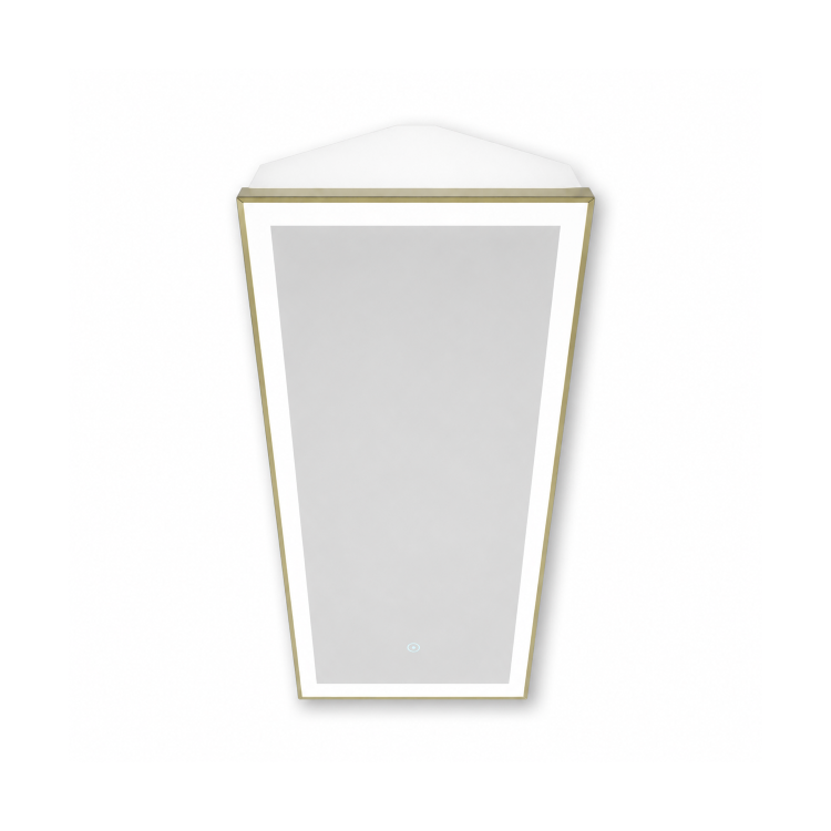 Single Door Corner Brass Bathroom Mirror Cabinet with Lights 300 x 600mm - Lykos
