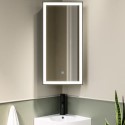 LYKOSMB600 Single Door Corner Black Bathroom Mirror Cabinet with Lights 300 x 600mm - Lykos