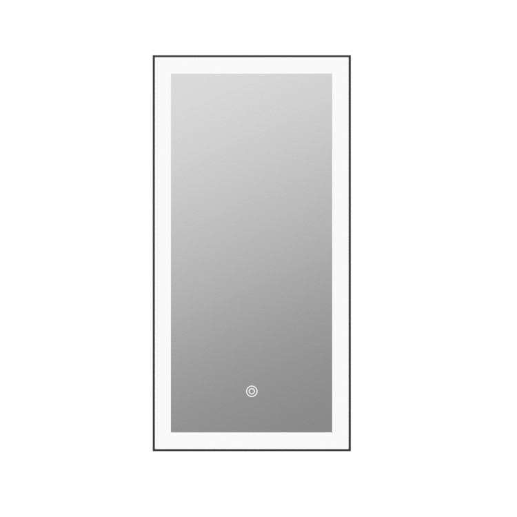 Single Door Corner Black Mirrored Bathroom Cabinets with Lights 300 x 600mm - Lykos