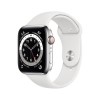 Apple Watch Series 6 GPS + Cellular - 44mm Silver Stainless Steel Case with White Sport Band - Regular