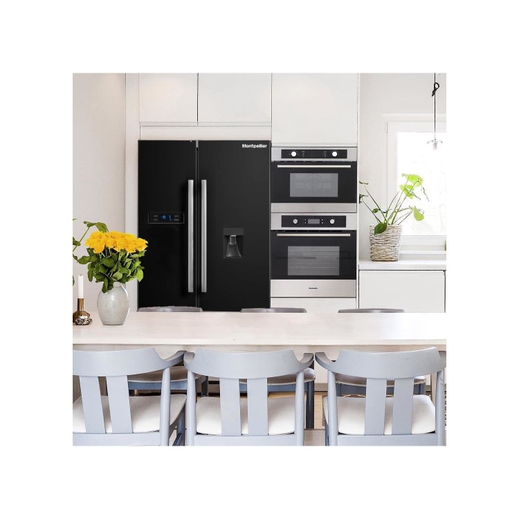 Montpellier 510 Litre American Fridge Freezer - Black