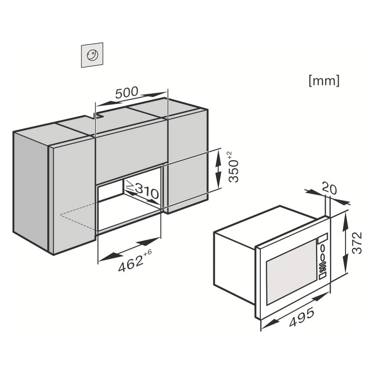 GRADE A1 - As new but box opened - Miele M6022SCclst M 6022 SC 50cm Wide 800W 17L Built-in Microwave Oven - CleanSteel