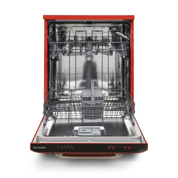 Montpellier Retro Freestanding Dishwasher - D-Rated, Red
