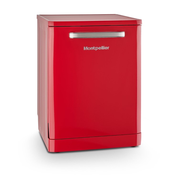 Montpellier Retro Freestanding Dishwasher - D-Rated, Red