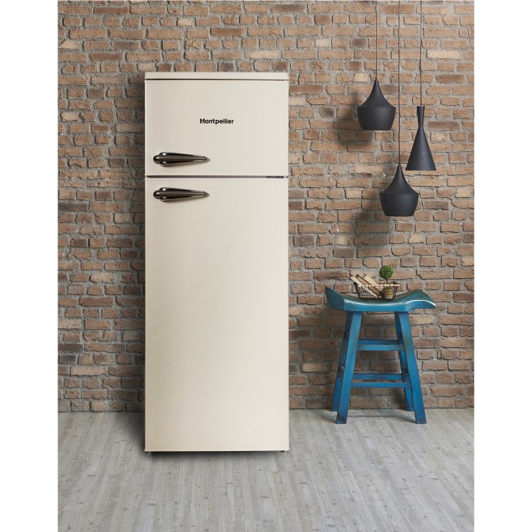 GRADE A2 - Montpellier MAB144C Retro Style 20-80 Top Mount Freestanding Fridge Freezer - Cream