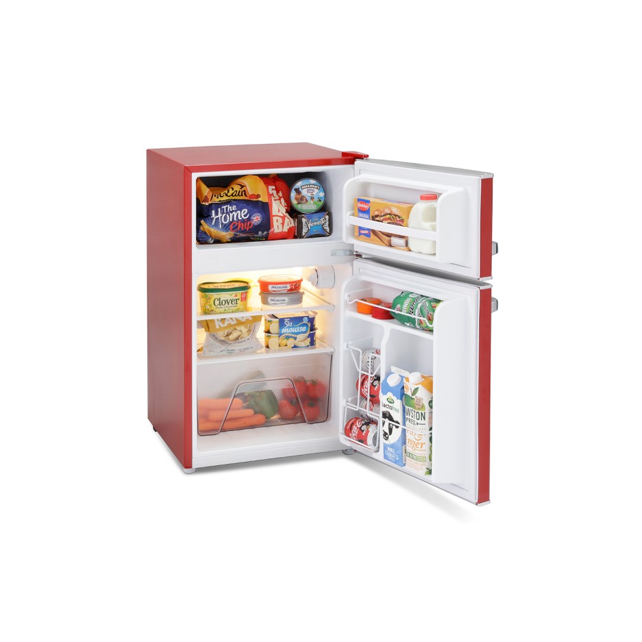 Montpellier MAB2030R 30/70 Mini Retro Freestanding Under Counter Fridge Freezer Red