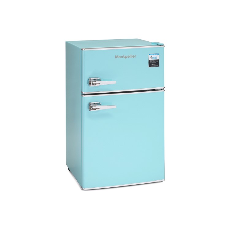 GRADE A2 - Montpellier MAB2030PB Mini Retro Freestanding Under Counter Fridge Freezer - Pale Blue