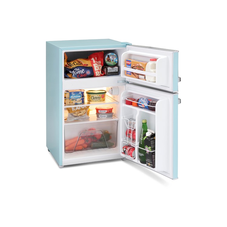 GRADE A2 - Montpellier MAB2030PB Mini Retro Freestanding Under Counter Fridge Freezer - Pale Blue