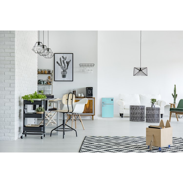 GRADE A2 - Montpellier MAB2030PB Mini Retro Freestanding Under Counter Fridge Freezer - Pale Blue