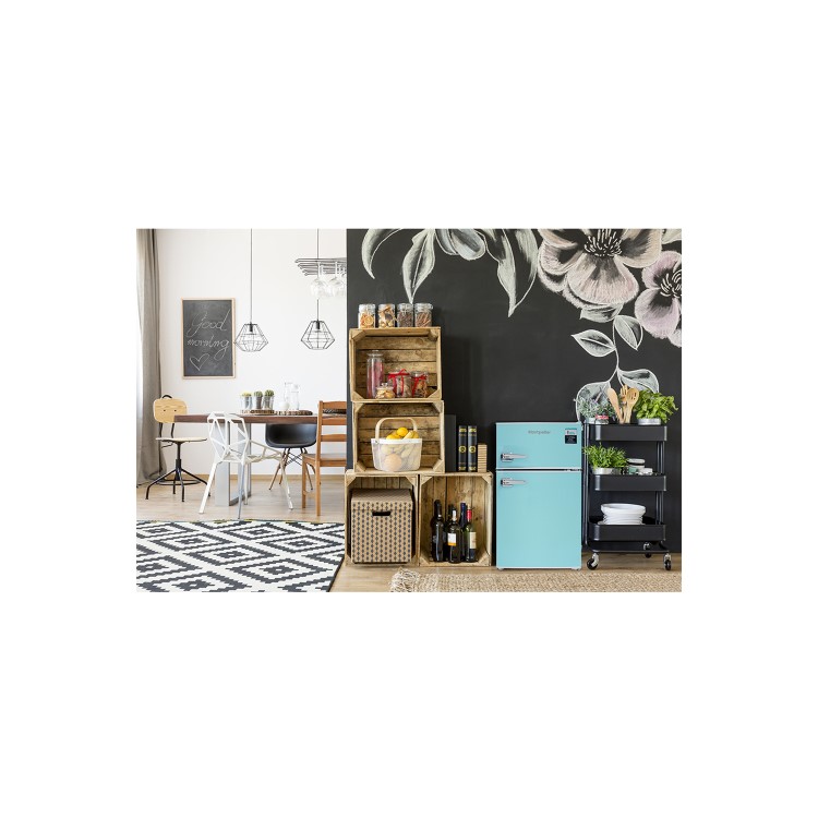 GRADE A2 - Montpellier MAB2030PB Mini Retro Freestanding Under Counter Fridge Freezer - Pale Blue