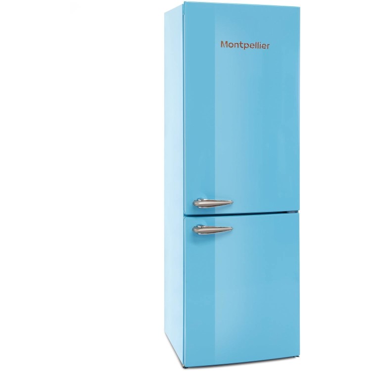 Montpellier MAB385PB Retro Frost Free Freestanding Fridge Freezer - Pastel Blue