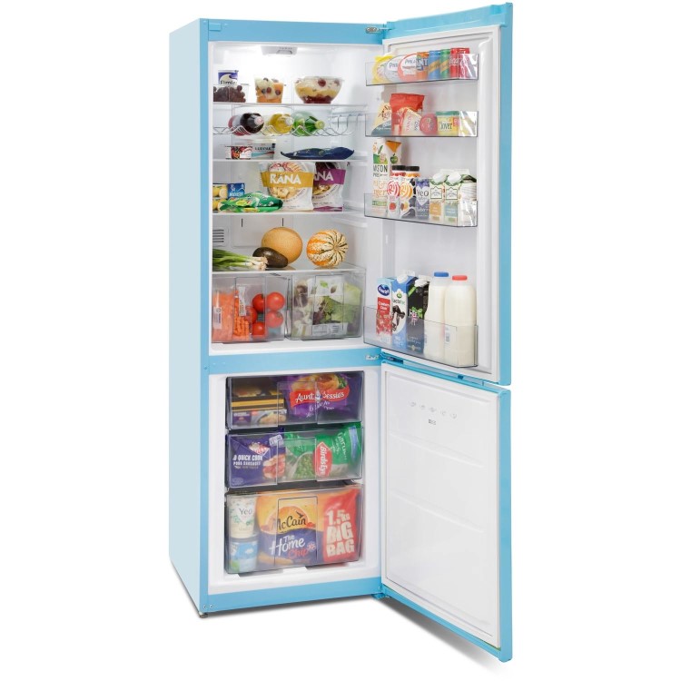 Montpellier MAB385PB Retro Frost Free Freestanding Fridge Freezer - Pastel Blue