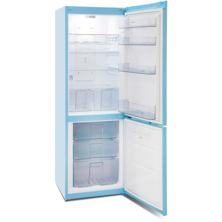 Montpellier MAB385PB Retro Frost Free Freestanding Fridge Freezer - Pastel Blue