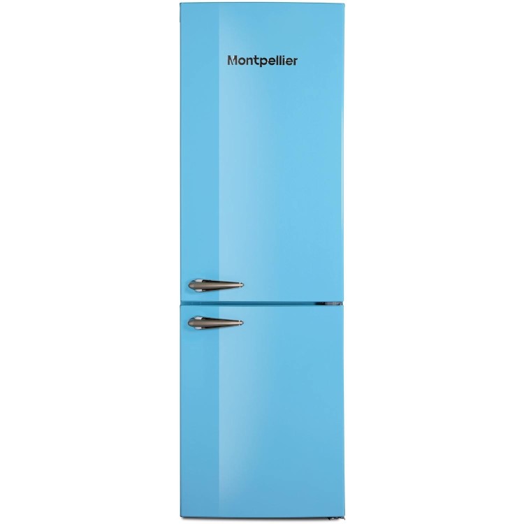 Montpellier MAB385PB Retro Frost Free Freestanding Fridge Freezer - Pastel Blue