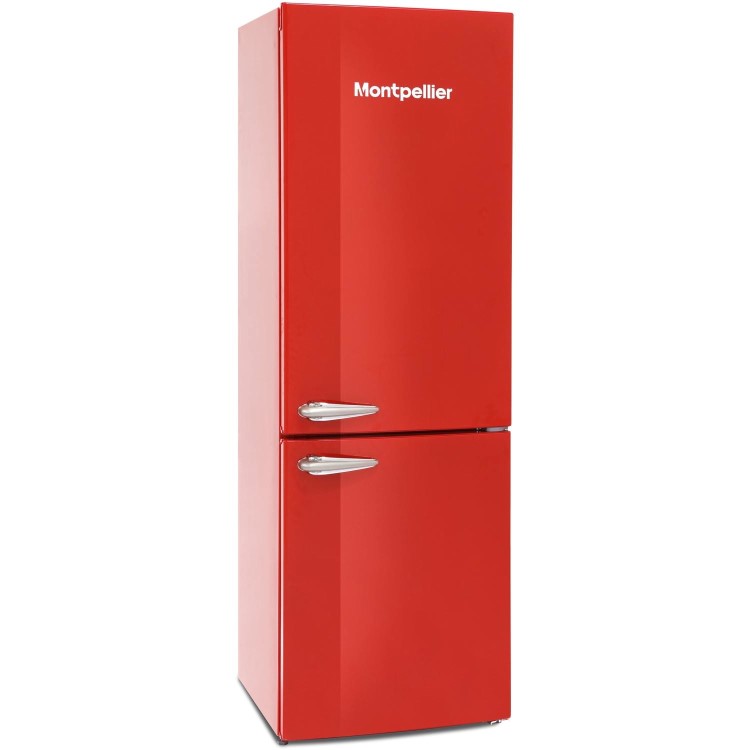 Montpellier MAB385R Retro Frost Free Freestanding Fridge Freezer - Red