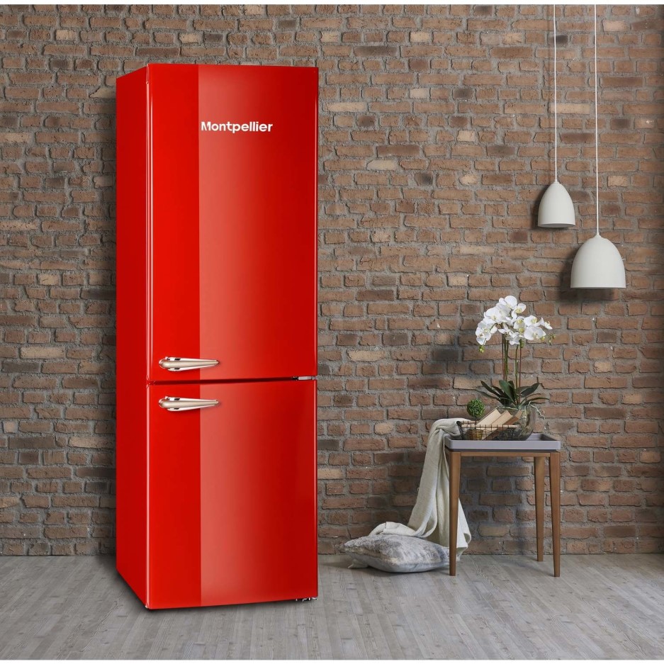 Montpellier MAB385R Retro Frost Free Freestanding Fridge Freezer Red