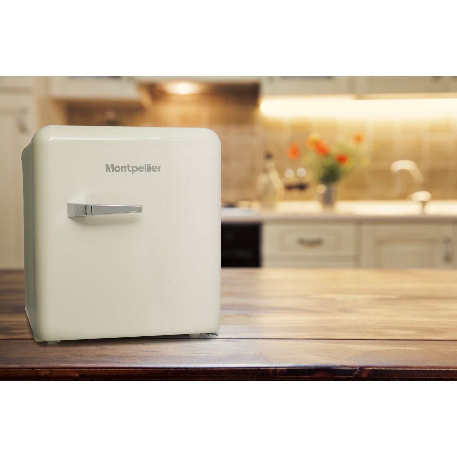 Montpellier MAB50C Retro Style Table Top Fridge Cream Appliances Direct