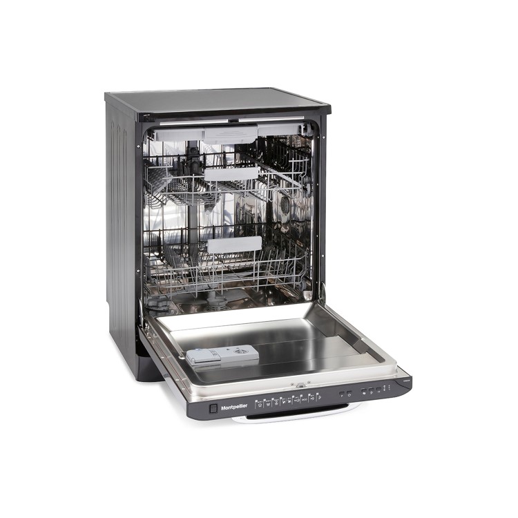 Refurbished Montpellier Retro MAB6015K 15 Place Freestanding Dishwasher Black