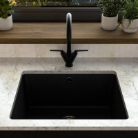 Single Bowl Undermount Black Granite Composite Kitchen Sink - Enza Madison