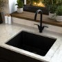 Single Bowl Undermount Black Granite Composite Kitchen Sink - Enza Madison