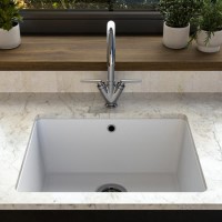 Single Bowl Undermount White Granite Composite Kitchen Sink - Enza Madison