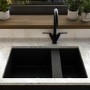 1.5 Bowl Undermount Black Granite Composite Kitchen Sink Reversible - Enza Madison