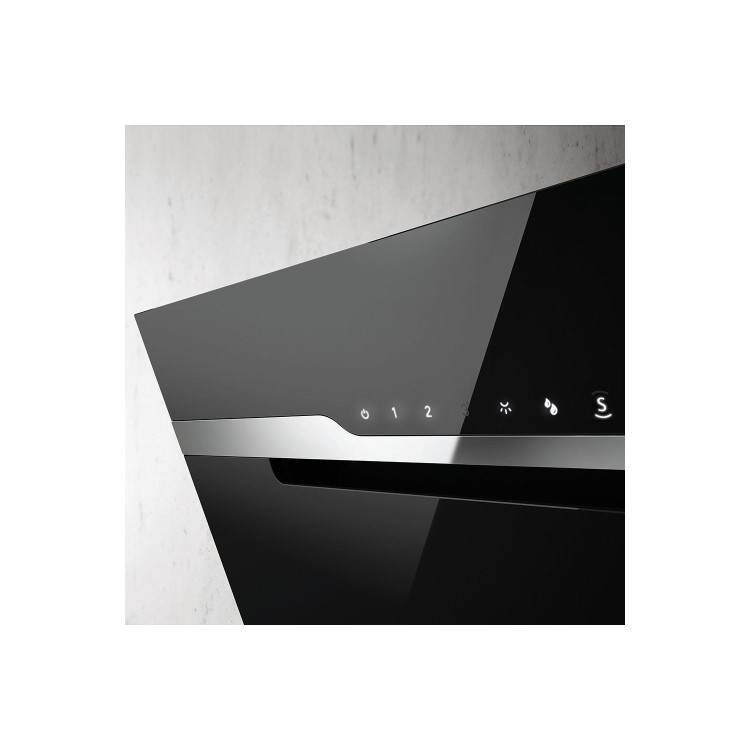 Elica MAJ-SNS-BLK-60 Majestic Sense 60cm Angled Cooker Hood - Black Glass