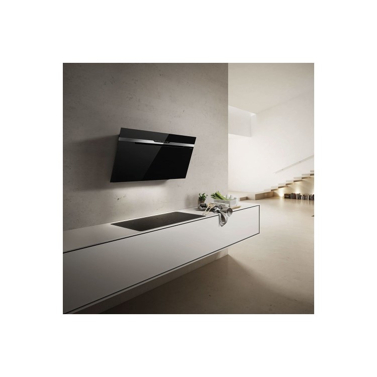 Elica MAJ-SNS-BLK-60 Majestic Sense 60cm Angled Cooker Hood - Black Glass