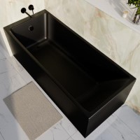 Malden Matt Black Square Single Ended Bath - 1700 x 700mm