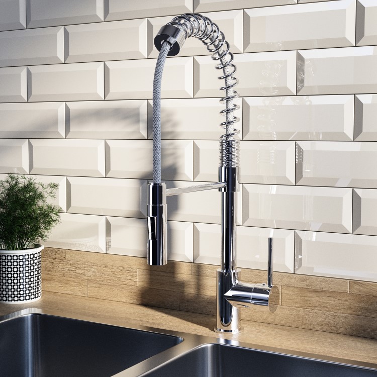 GRADE A1 - Malvern Single Lever Monobloc Pull Out Dual Spray Kitchen Tap - Chrome